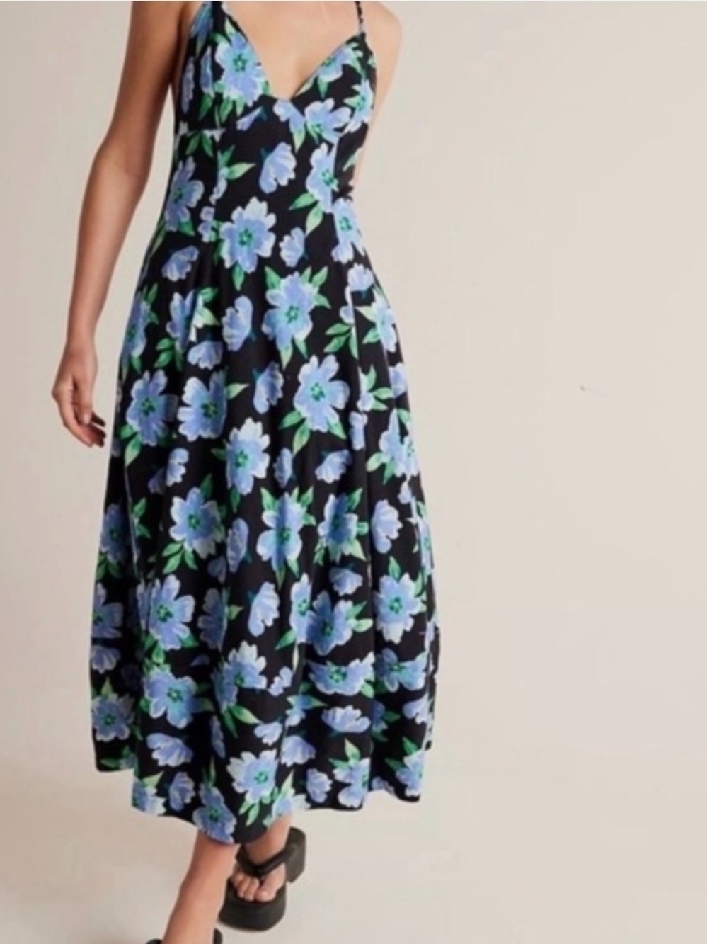 Free People Finer Things Large Floral Print Open Back Midi Maxi SZ XL NWOT